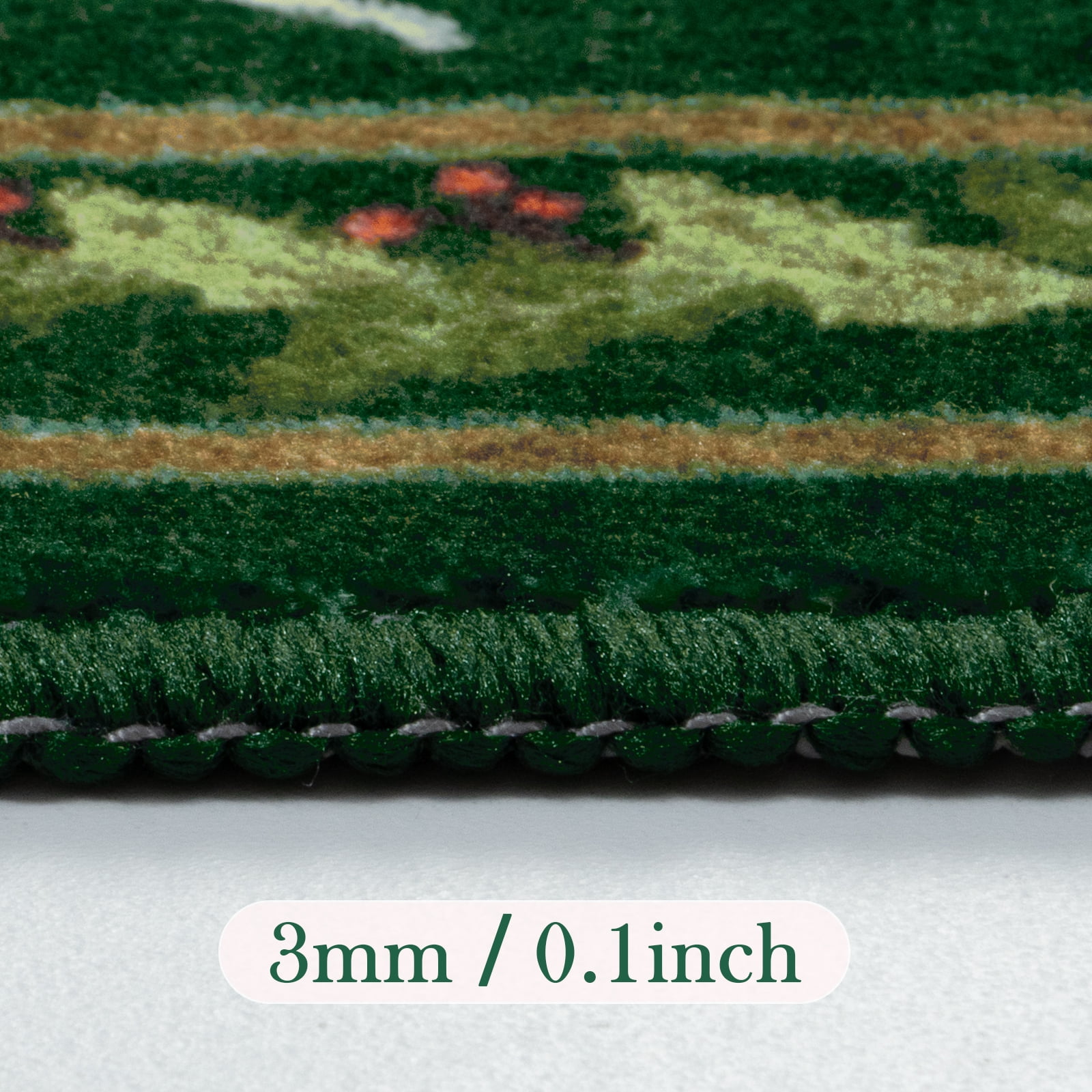 Lahome 8'x10' Christmas Washable Area Rugs,Soft Vintage Ultra-Thin 8x10 Green Rugs for Living Room Bedroom, Easy Clean Boho Non-Slip Accent Carpet for Dining Room Office Holiday Decor(8x10ft,Green)