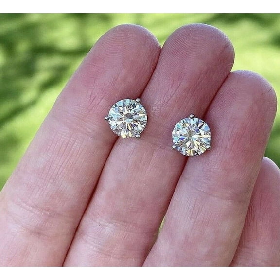 2Ct Lab Created Diamond Round Cut Stud Earrings 14K White Gold Plated