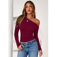 thumbnail image 2 of Remera PRETTYGARDEN Otoño 2025 Burdeos Asimétrica XXL, 2 of 8