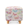thumbnail image 2 of SCRAWLGOD Butterfly Print Blue Pink Ottoman Slipcover, Foldable Square Slipcover with Elastic Bottom Thick Footstool Protection Universal Fit for Most Footstool Sofa, 2 of 7