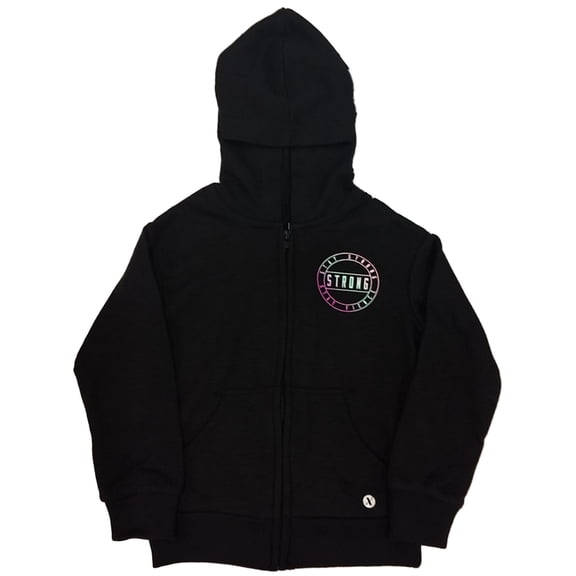 Xersion Girls Black Stay Strong & Fierce Zip Front Hoodie Sweatshirt Jacket S