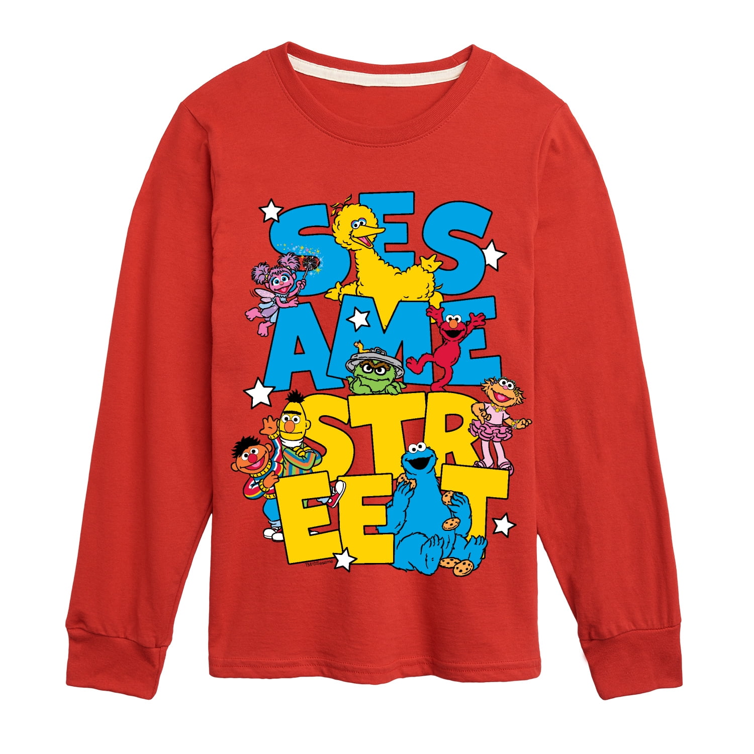 Sesame Street - Sesame Street Stacked - Youth Boys Long Sleeve Graphic T-Shirt