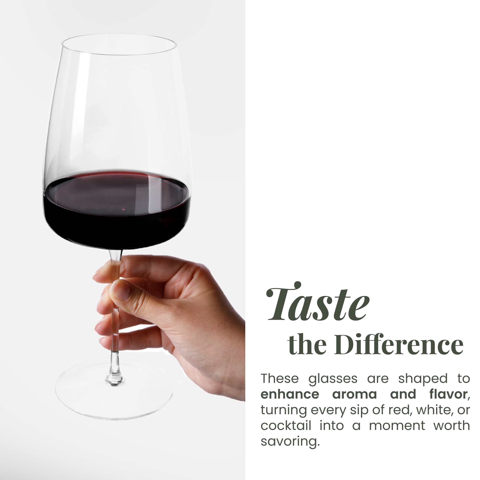 Set of 4 Wine Glasses 20.3 oz | Hand Blown Lead Free Crystal | Use for White and Red Wine