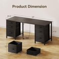 thumbnail image 3 of ODK 63 inch Office Desk with 6 Fabric Drawers & File Cabinets, Work from Home Computer Desk with Hidden Storage Stand, Black, 3 of 17