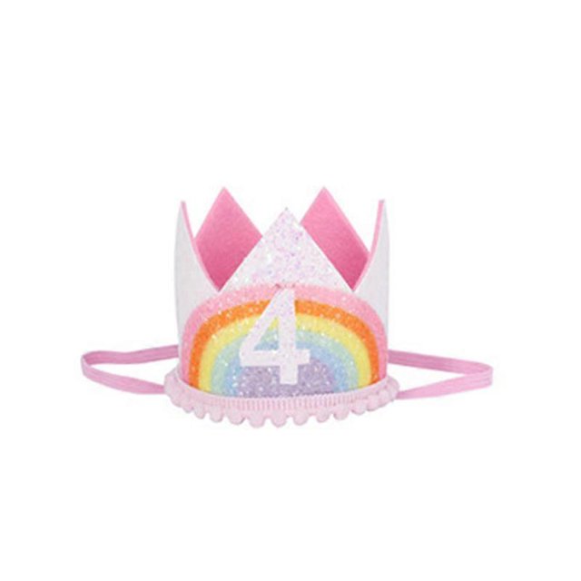 KAIYANG Gorra digital de cumpleaños con corona de arcoíris para niños (sección E rosa)