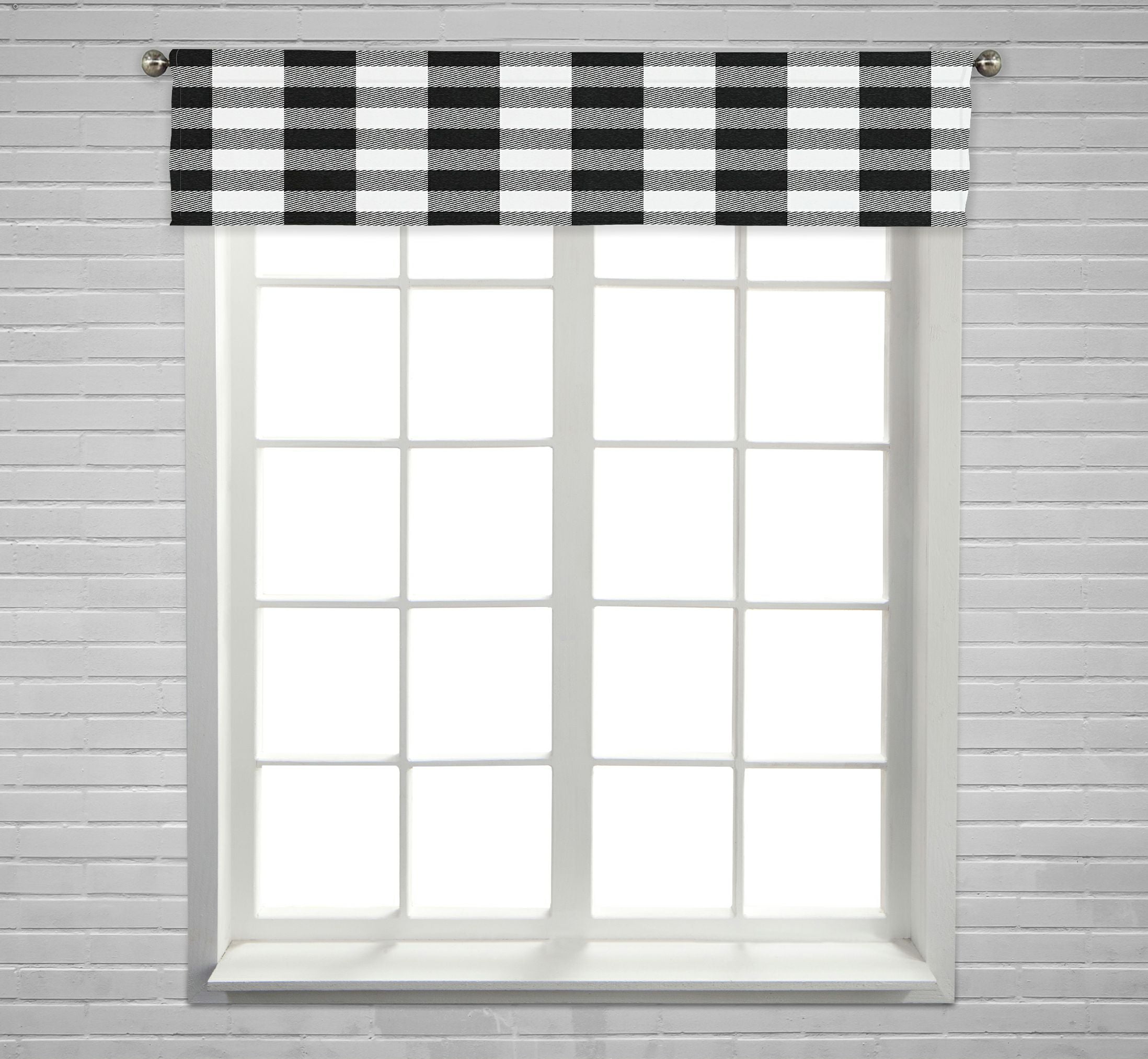 ABPHQTO White Buffalo Plaid Window Curtain Valance Rod Pocke 54x12 Inch ...