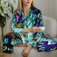 thumbnail image 6 of Salouo New York City Pattern Women's Pajamas Set Long Sleeve Button Down Sleepwear Soft Pj Lounge Sets for women 2 Piece Pjs Set with Long Pants-XX-Large, 6 of 7