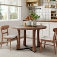 thumbnail image 2 of UHOMEPRO 48" Round Dining Table, Farmhouse Kitchen Table for 4, Wooden Circle Dinner Room Table for Dining Room, Kitchen and Living Room, Easy Assembly, Walnut (Chairs Not Included), 2 of 8