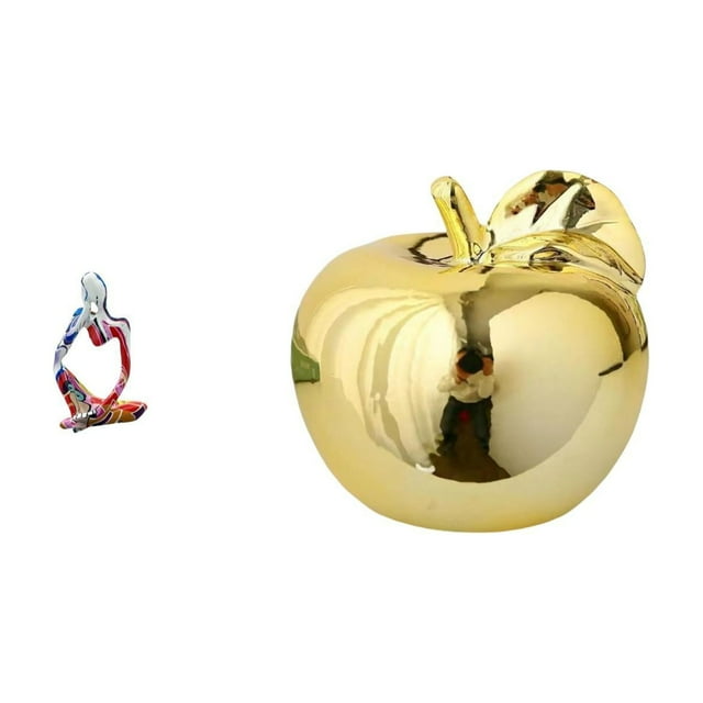 Estatua de resina de un pensador sentado. Escultura decorativa. Figura de fruta. Adorno de cerámica. Hecho a mano. Forma abstracta. Textura suave. Ide