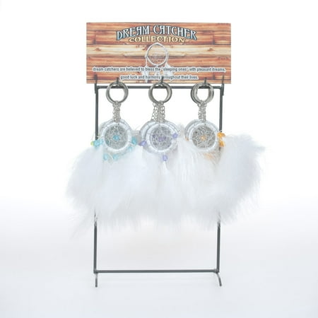 Build Key - Mini White Dream Catcher Keychain bulk lot 3dozen - Key ring - Charm for bag - assorted colored beads and fluffy feathers