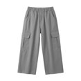 thumbnail image 6 of OGLCCG Cargo Pants for Girls Size 10-11,Wide Leg Elastic Waist Cargo Athletic Pants with Multi Pockets Gray, 6 of 8