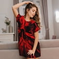 thumbnail image 3 of Fotbe The Red Head Skull Bata de Dormir para Mujer con Estampado, Camisón de Algodón de Manga Corta, Ropa de Dormir Casual, 3 of 6