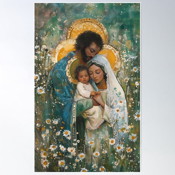 Sacred Sanctuary- Mary, Joseph, And The Infant Jesus - Holy Family Art Poster Wall Art, Modern Wall Decor For Living Room Bedroom, 16x24 UNFRAMED