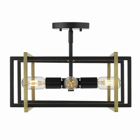 

4 Light Semi-Flush Mount in Variety Of Style 11.25 inches High By 15.5 inches Wide-Black Finish-Aged Brass Secondary Finish Bailey Street Home