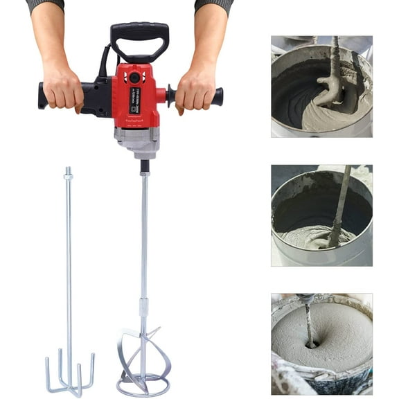 Miumaeov 2400W Corded Concrete Mixing Drill Machine Electric Drill Mixer w/2 Mixing Rods
