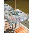 thumbnail image 6 of Sea Turtle Coastal Outdoor Tablecloth with Umbrella Hole, Summer Coral Ocean Gray Blue Wooden Spillproof Waterproof Outdoor Table Cover, Patio Tablecloths for Party/Garden/Picnic, Square 60"x60", 6 of 9