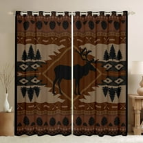 jejeloiu Safari Animal Deer Blackout Curtains Set of 2 (52x84 Each),Rustic Farmhouse Hunting Window Curtains,Brown Aztec Geometric Curtains and Drapes For Boys Teens,Luxury Bedroom Decor