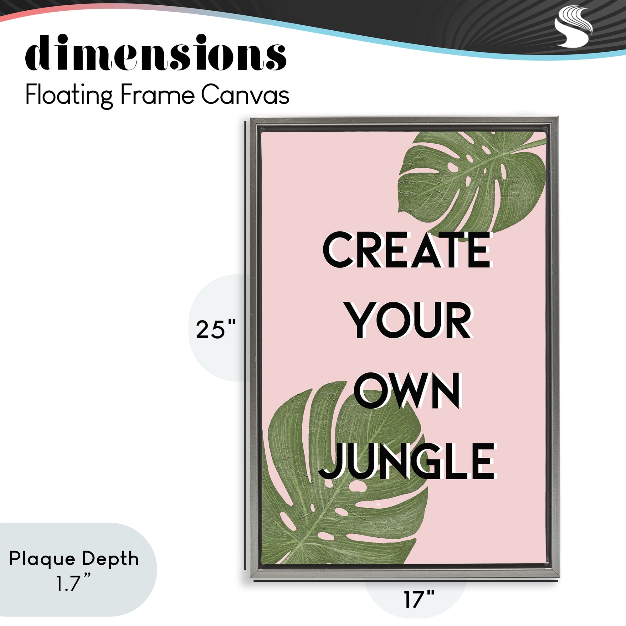 Stupell Industries Create Your Own Jungle Gray Framed Floater Canvas Wall Art, design by Martina Pavlova