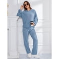 thumbnail image 3 of Xmarks Womens Hooded Pajamas, Lightweight Soft Lounge Pjs Cozy Sleepwear Jogger Set 2 Piece Outfit Long Pullover With Long Pant, 3 of 6