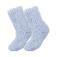 thumbnail image 3 of Women's Solid Thick Coral Fleece Socks Half-pile Home Floor Socks Warm Thermal Non-slip Slipper Socks Ultra Soft Coral Fleece Socks with Plush Half-Pile Texture Blue, 3 of 4