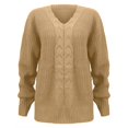thumbnail image 6 of Apepal Sweaters for Women Women's Sweater Casual Long Sleeve V Neck Solid Loose Chunky Knit Pullover Tops Fall Sweaters for Women Khaki XL, 6 of 6