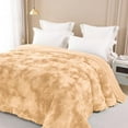 thumbnail image 4 of Fuzzy Faux Fur Bed Blanket Twin Size, Reversible Shaggy Sherpa Fleece Tie Dyed Blankets, Fluffy Plush Warm Throws for Couch, Bed, 60X80 Inches, Camel, 4 of 10
