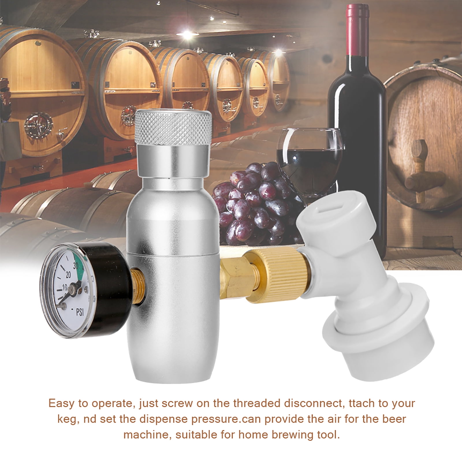 BE-TOOL Regulator CO2 Charger Disconnect Beer Kegerator Home Draft Beer Homebrew Tool for CO2 Cylinder Soda Cola