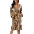 thumbnail image 4 of Peignoirs pour Femmes Peignoir à Capuche en Molleton Éponge Peignoir pour Femmes Peignoir Léger de Sauna Robe de Maison Long Peignoir Peluche Femme Pyjama en Flanelle, 4 of 6
