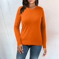 thumbnail image 2 of Youmylove Women Bottoming Shirt Slim Casual Solid Color O-Neck T-Shirts Thermal Knitted Long Sleeved Tops, 2 of 5