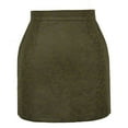 thumbnail image 6 of Leopard Print Suede Pencil Skirt High Waist Bodycon Zipper Slim Fit Short Pencil Skirt for Dating OD Green XL, 6 of 8