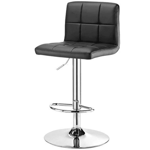 Bonded-Leather Bar Stool, Swivel Height Adjustable Counter Stool Barstool with Back Support, Footrest and Extra Large 450mm Base