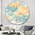 thumbnail image 3 of Designart 'Teal Buds I' Traditional Metal Circle Wall Art, 3 of 3