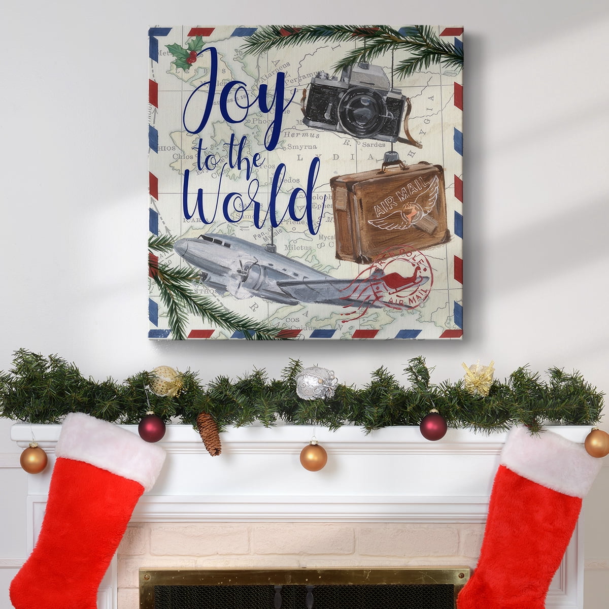 Christmas Par Avion II- Gallery Wrapped Canvas