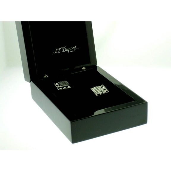 S.T.Dupont Stainless Steel Cufflinks with 32 Diamonds