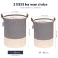 thumbnail image 2 of Sea Team Stripe Pattern Laundry Hamper Canvas Fabric Laundry Basket Collapsible Storage Bin with PU Leather Handles and Drawstring Closure, 19.7 by 15.7 inches, Waterproof Inner, Navy, 2 of 8