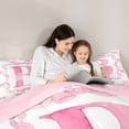 thumbnail image 4 of Erosebridal Girls Pink Bowknot Full Size Comforter Sets,Initial Alphabet B Bedding Sets For Kids,Reversible pink,3pcs, 4 of 7