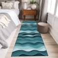 thumbnail image 5 of 2x6 Kitchen Runner Rug, Abstract Turquoise Moire Non-Skid Rubber Backing Large Rectangle Rugs - Living Room Bedroom Home Office, Gradient Coastal Ocean Geometric Indoor Floor Mat Carpets Washable Rug, 5 of 9