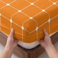 thumbnail image 3 of Full Size Fitted Sheet Set - Orange Gingham 3 Piece Bedding Sets 16" Deep Pocket Fitted Sheet with 2 Pillowcases, Modern Minimalist Geometric Plaid Brushed Microfiber Hotel Luxury Bed Sheets, 3 of 9