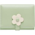 thumbnail image 1 of Monedero pequeño y bonito con tres pliegues, delgado, con ventana para tarjetas de identificación y fotos, y hebilla con estampado de flores 3D para mujeres y niñas (verde), 1 of 3