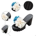 thumbnail image 5 of Chunky Heel Sandals for Women Leather Footbed Platform High Block Heels Slip on Dress Slides for Ladies Summer Dressy Blue-7.5, 5 of 7