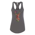 thumbnail image 2 of Trippy Colorful Buck Head Rainbow Hunting Deer Mosaic Animal Lover Ladies Racerback Tank Top, Dark Grey, Medium, 2 of 3