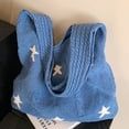 thumbnail image 2 of Bolso Mano Tejido para Mujer Bolso Diario para Mujer Con Estrellas (azul Oscuro), 2 of 9