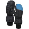 ANDORRA Boys Color Block Weather-Proof Thinsulate Snow Mittens, Long Snow Cuff,XS,Black+Blue
