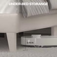 thumbnail image 6 of Queen Size Upholstered Platform Bed Frame with Wingback Headboard, Diamond Tufting, and LED Lights - Wood Slat Support, No Box Spring Needed, Easy Assembly, Noise-Free, Beige, 6 of 9