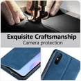 thumbnail image 4 of Premium PU Leather Flip Folio Case for Xiao Redmi 9A/9AT/9i, Magnetic Closure Protective Case Kickstand Card Cash Slot Shockproof Durable Wallet Cover Soft TPU Inner Phone Case - Blue, 4 of 8