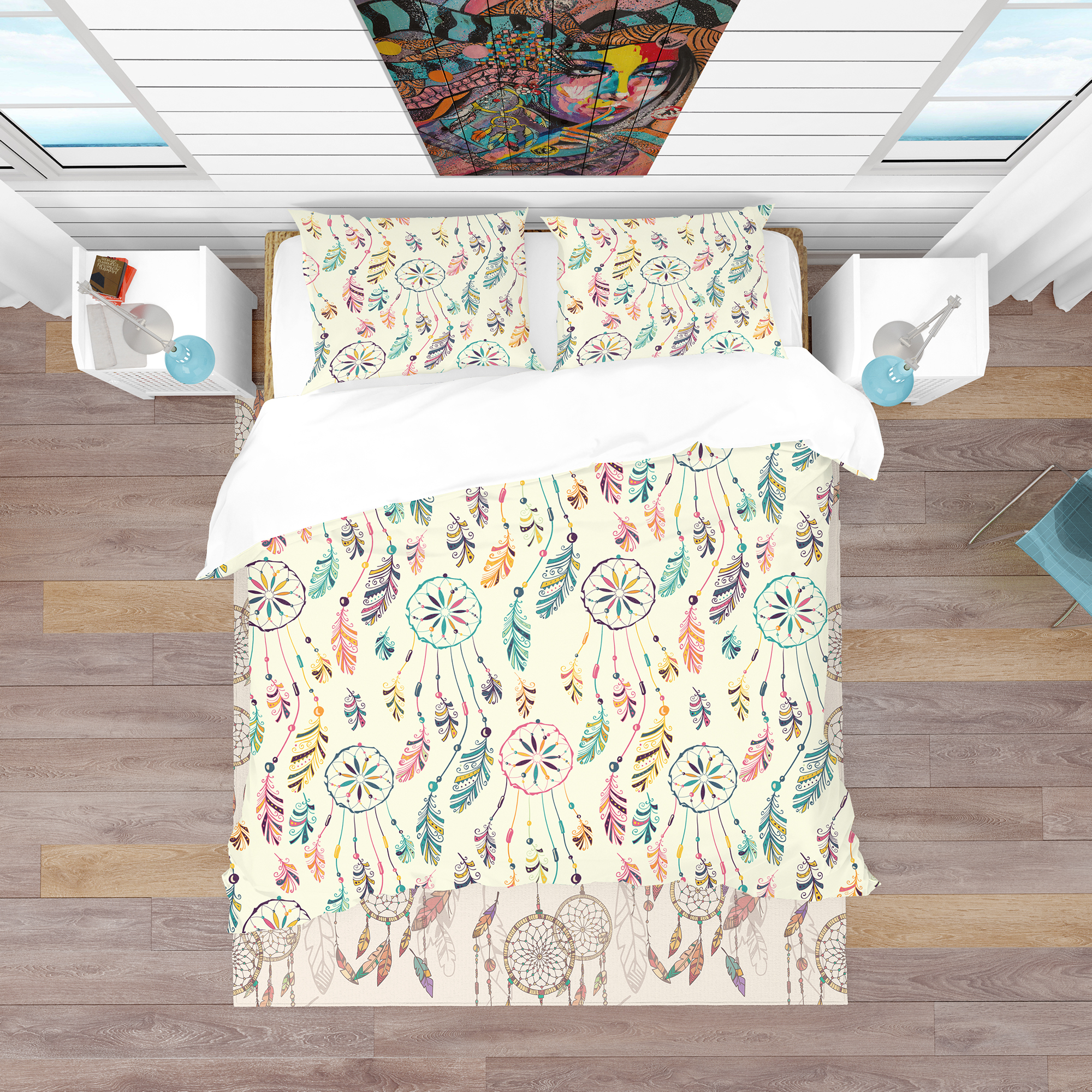 Designart 'Pattern with Native Indian-American Dream Catcher' Southwestern Duvet Cover Set