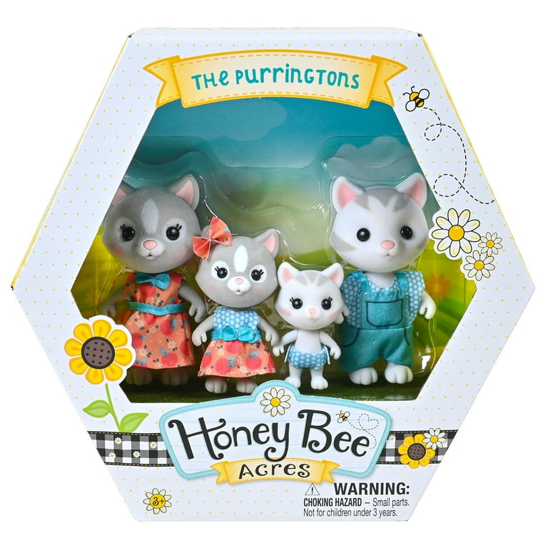 Honey Bee Acres Purringtons Cat Family Doll Figures, 4 Miniature