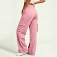 thumbnail image 6 of HomeDM Wide Leg Sweatpants for Women Baggy Casual Athletic Jogger Pink Lounge Pants for Running Workout Size 2XL, 6 of 7