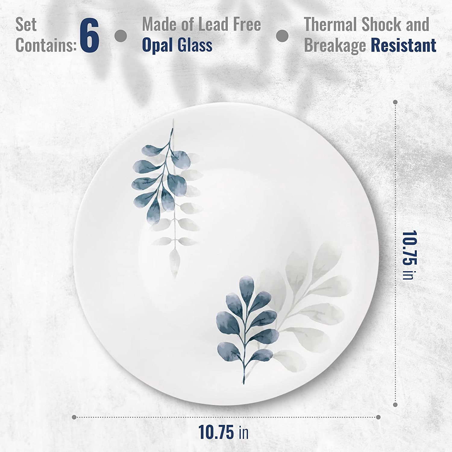 Bormioli Rocco 6- Piece White Moon 10.6 Inch Dinner Plate Tempered Opal  Glass Dishes, Dishwasher & Microwave Safe, Made In Spain : Target
