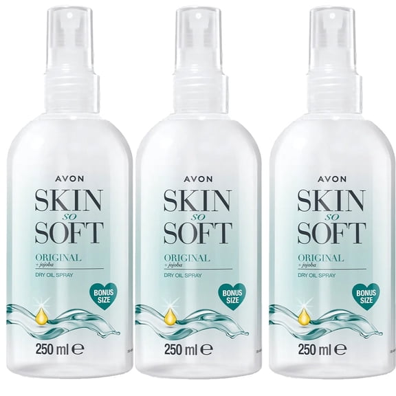 Avon Skin So Soft Original Dry Oil Spray Bonus Size 8.45 fl oz Each – 3 Pack